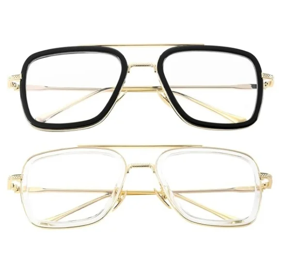 SET OF 2 Blue Light Blocking Metal Frame Non-Prescription Eyeglasses - Picture 4 of 4